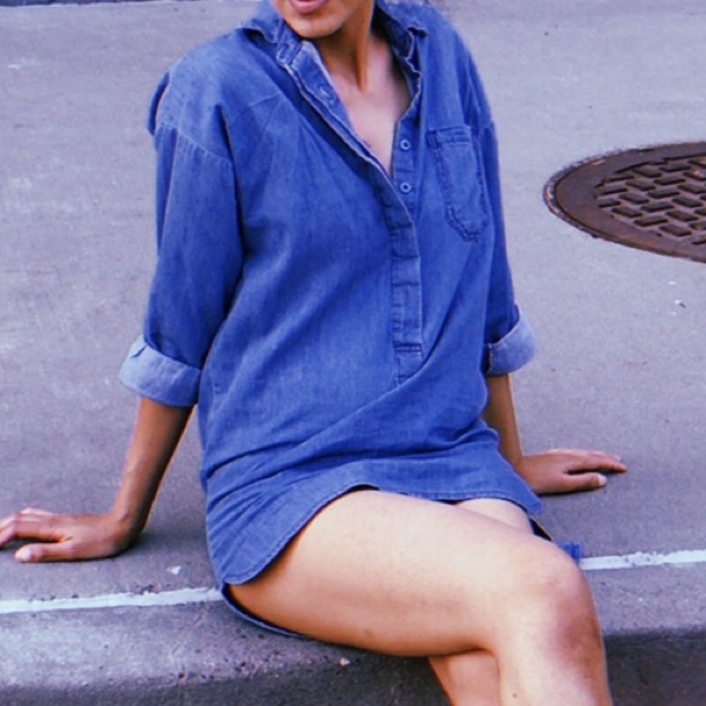 Denim look shirt dress